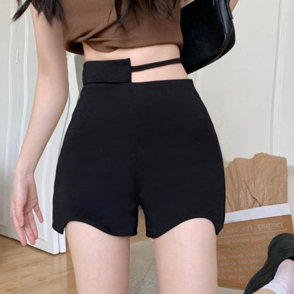 American Style Hot Girl High Waist Strap Casual Shorts Women's Summer Black Hot Pants Design Sense Street Dance Slimming Hot Pants