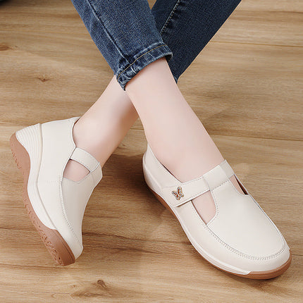 Mom's Shoes 2025 Spring New Thick-Soled Wedge Sandals Women's Flats Casual Shoes Heightening Breathable Women's Shoes