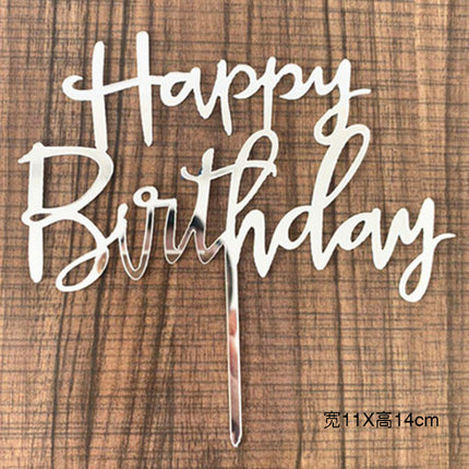 Acrylic Cake Baking Decoration Inserts Round Square English Happy Birthday Dessert Toppers Party Cards