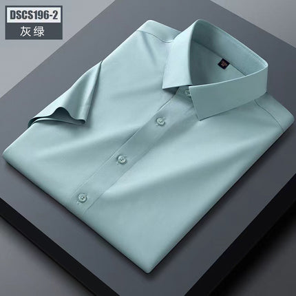 Men's Shirts, Men's Long-Sleeved Summer Business Style Cool and Breathable Mulberry Silk Series Shirts, High-End Non-Iron White Shirts