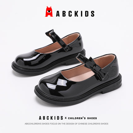abckids children girls 2025 spring new shoes versatile performance shoes black fashion princess shoes leather shoes