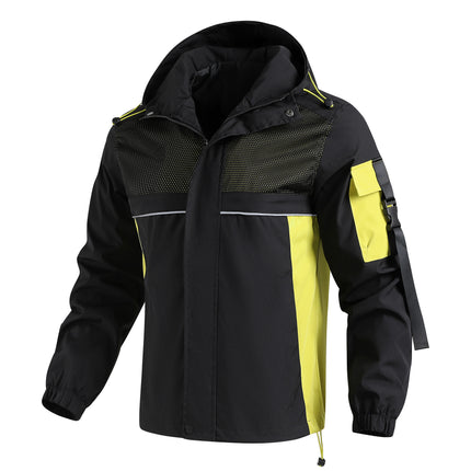 Men's New Cross-border Outdoor Contrast Color Jacket Functional Buckle Pocket Jacket Coat