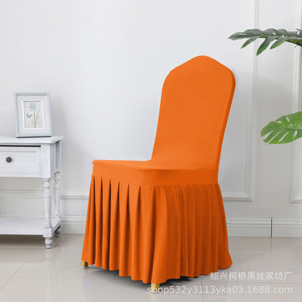 Chair Cover Thickened Stretch Pleated Skirt Dining Chair Cover Hotel Wedding Banquet Event Stool Cover Hotel Cloth
