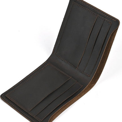 Men's Crazy Horse Leather Wallet Genuine Leather Card Holder Simple 80% off Horizontal Style Pure Leather Vintage Wallet