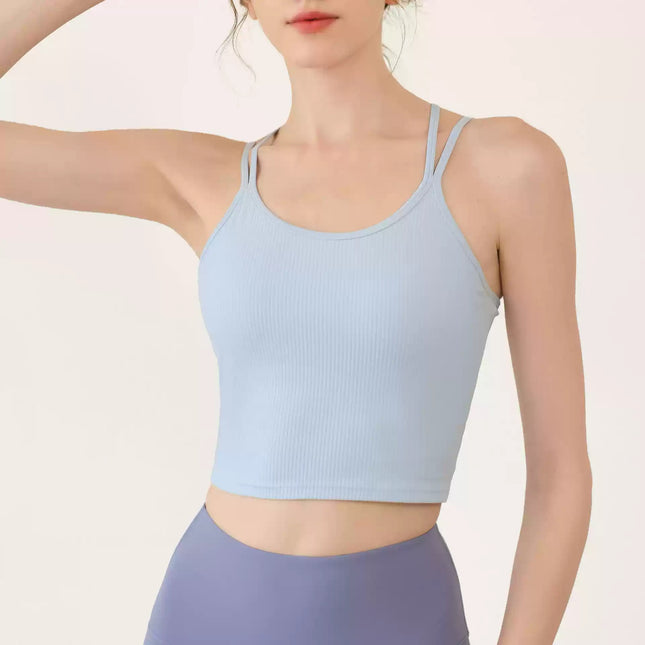 Lulu's Same Sports Bra with Double Shoulder Straps, Fixed Cup, Beautiful Back Fitness Top, Women's Running Training Yoga Bra
