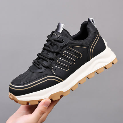 Spring sneaker Men's Mesh Breathable All-match Casual Shoes Height-increasing Fashionable Daddy Shoes Soft-soled Lightweight Running Shoes