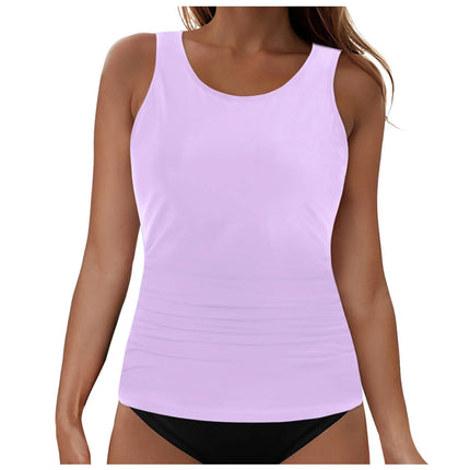 2025 New Cross-Border European and American Solid Color Two-Piece Swimsuit Solid Color Sexy Bikini Beach Hot Spring Swimwear Top