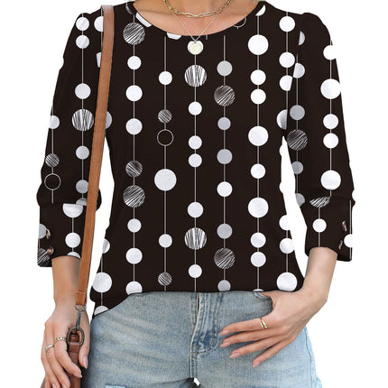 50 Colors Cross-Border European and American Amazon Spring and Summer New Printed T-Shirts with Cuff Buttons, Casual Versatile Vacation Women's Clothing