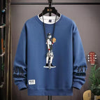 Round neck sweatshirt blue ball blue / (s size) weight 70-85