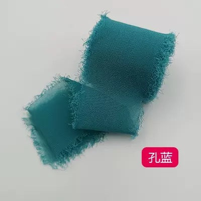 Ins Hand-Torn Raw Edge Ribbon Bouquet Satin Ribbon Ribbon Dried Rose Wedding Flowers Tied Chiffon Lace