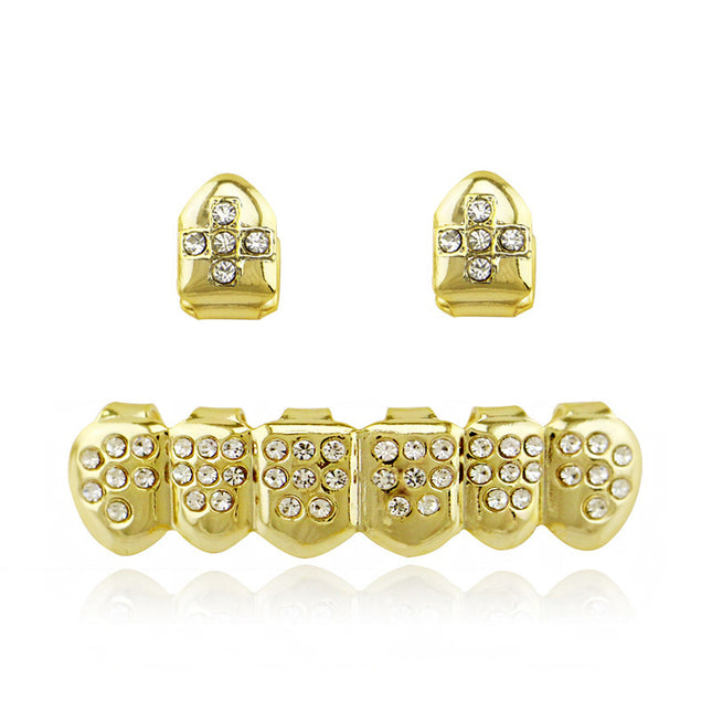 European and American hiphop bright single hip-hop braces colored diamond smooth suit decorated with colored diamond suit vampire gold braces