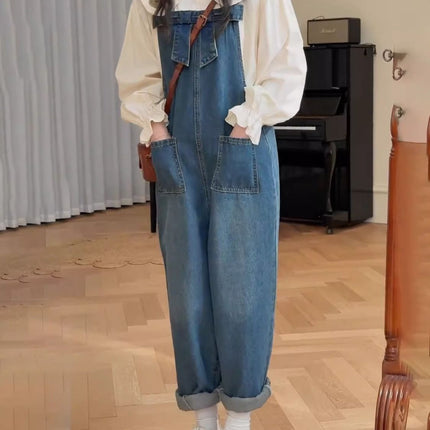 Overalls Suit, a Complete Set of New Autumn Fashion Design Doll Collar Denim Overalls Two-Piece Set