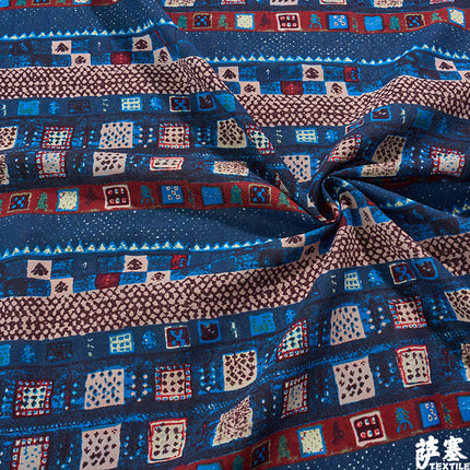 Hemp Cotton Digital Printed Fabric Yunnan Lijiang Retro Bohemian Fabric Hotel Pillow Bar Tablecloth