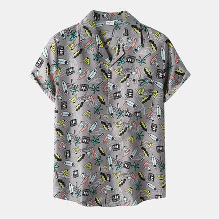 Cross-border 2021 foreign trade Amazon spring and summer men's beach shirt Hawaiian vacation casual short sleeve flower shirt men