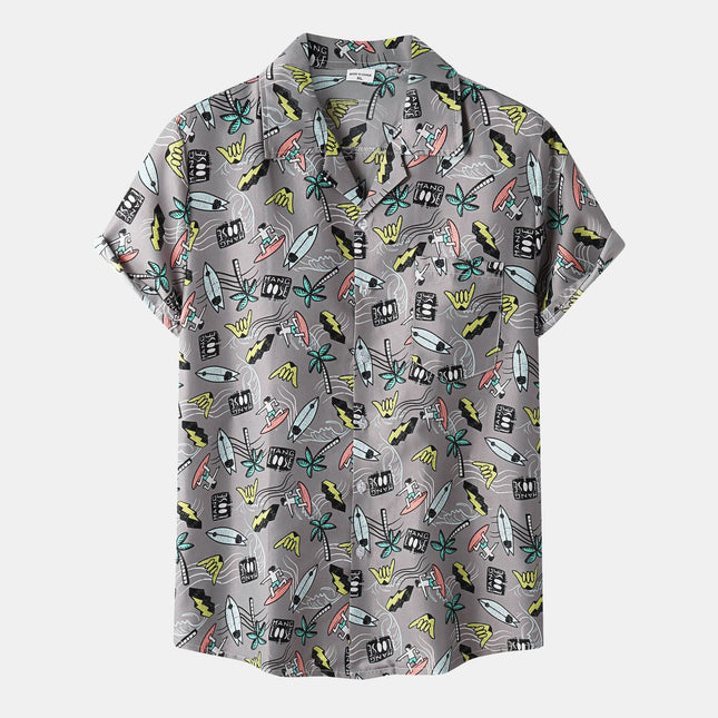 Cross-border 2021 foreign trade Amazon spring and summer men's beach shirt Hawaiian vacation casual short sleeve flower shirt men