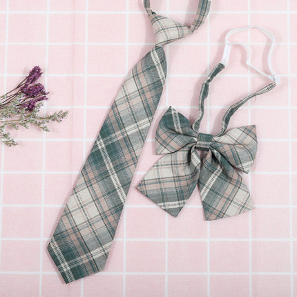 Japanese and Korean striped jk/dk college style men's and women's red cyanotic gray blue shirt accessories tie-free collar set
