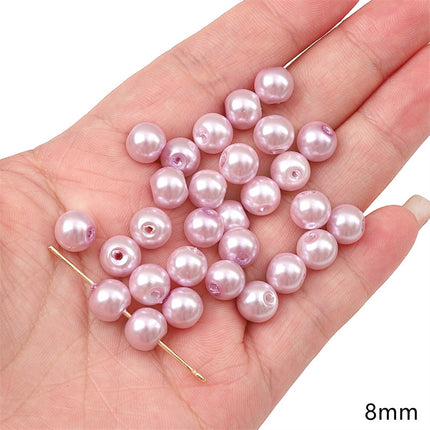 Glass Pink Transparent Solid Color Round Beads Crystal Beads Wheel Beads Slub Handmade Bracelet Bracelet Necklace Jewelry