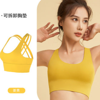 High-Elasticity, High-Strength Shock-Proof Sports Bra for Women with Removable Chest Pads and Hook-And-Eye Closure for Yoga and Fitness Jyt