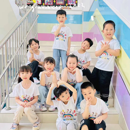 Summer Kindergarten Class Uniform Printed Primary School Student Summer Camp Quick-Drying T-Shirt Children's Day Advertising Shirt Kidsren's T-Shirt Customization