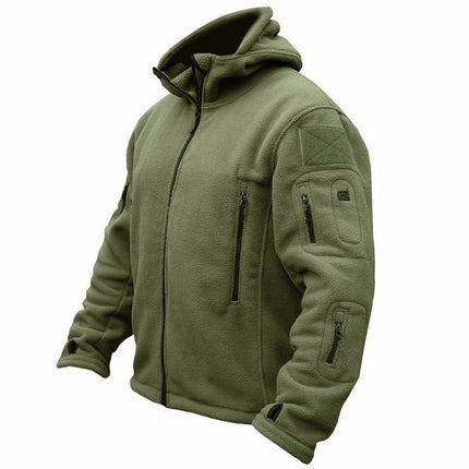 Cross-border Men's Outdoor Warm Inner Pile Fleece Fleece Cold-proof Rushing Clothes Wind Hat Solid Color Hooded Jacket