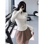 Moonlight white-waist slimming + built-in pockets / S