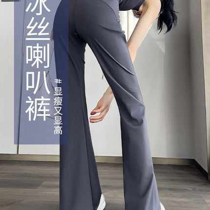 Micro-Flared Pants for Women Summer 2025 New Ice Silk Yoga Sports Pants Summer Thin Sweatpants Quick-Drying Casual Pants