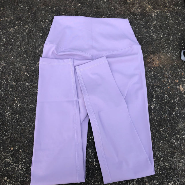 Solid Color 3.0 Double-Sided Brushed Women's High-Waisted Yoga Nine-Point Pants Peach Hip-Lifting Tummy-Tightening Elastic Running Fitness Pants