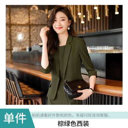 Brown Small Suit Jacket Women's Spring and Autumn New Work Clothes Business Suit dress Suit Two-piece Dress