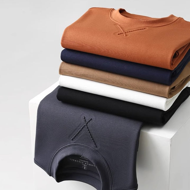 Spring and Autumn Simple Solid Color Sports Crewneck Sweater Men's Casual Loose All-match Pullover Hat All-match Top