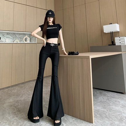 Design black slimming versatile leggings cross-border women's clothing spring and summer new high waist slim mop horseshoe pants