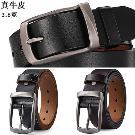 Factory Direct Sale Men's Pin Buckle Leather Belt Korean Style Trendy Casual Retro Pants Belt Pure Cowhide Genuine Leather Belt Wholesale Trendy