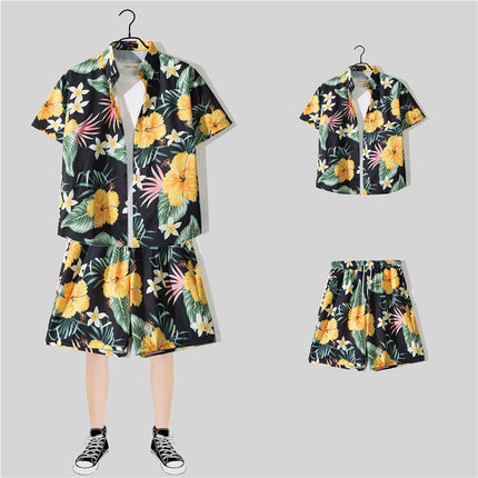 Short-sleeved Flower Shirt Hainan Island Clothing Beach Clothing Sanya Summer Weifeng Thailand Travel Men's Couple Summer Thin suit