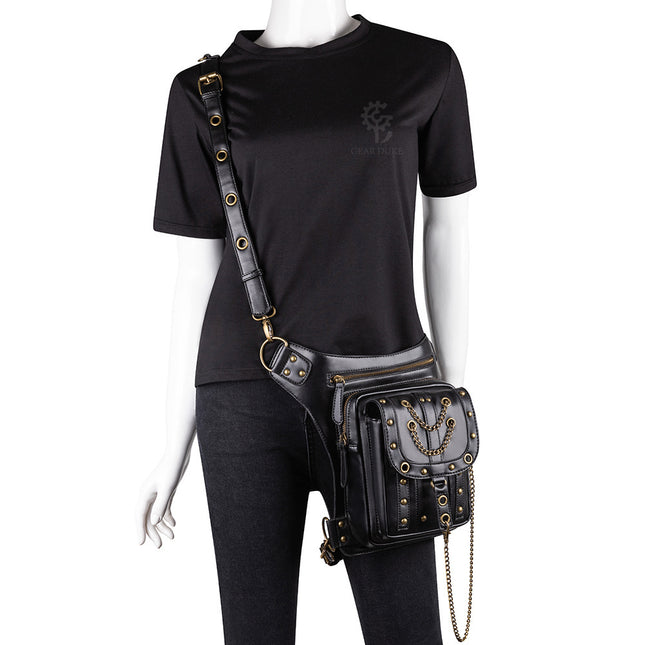 New Style Bag Women's Steampunk Retro Bag Shoulder Crossbody Bag Women's Fashionable Outdoor Mobile Phone Chain Waist Bag for Men