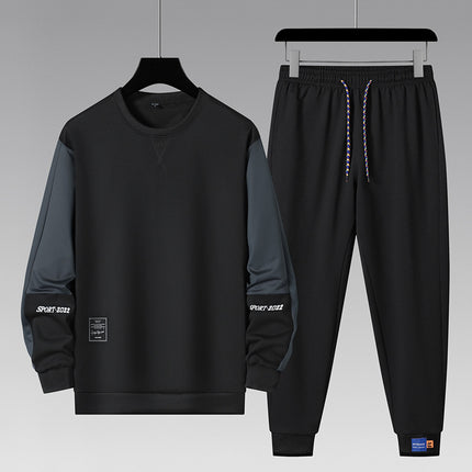 Cross-Border Sports Suit Men's Spring and Autumn Loose Large Size Korean Style Fitness Running Suit Autumn and Winter Thickened and Velvet Two-Piece Set