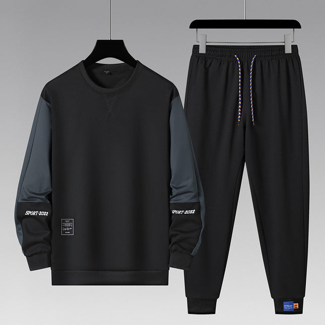 Cross-Border Sports Suit Men's Spring and Autumn Loose Large Size Korean Style Fitness Running Suit Autumn and Winter Thickened and Velvet Two-Piece Set