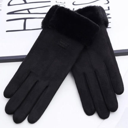 Gloves Women's Winter fleece-lined Thickened Warm Driving Cute Riding Autumn and Winter Windproof Cold-proof Touchscreen Cotton Gloves