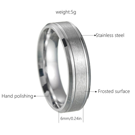 26 Cross-Border Popular Brushed Matte Wedding Rings for Men, 6/8mm Wide, Hot-Selling on Wish and Amazon Independent Sites