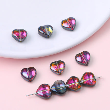 10mm Glass Color-Coated Peach Heart Crystal Beads Loose Beads DIY Handmade Necklace Bracelet Ear Jewelry Manufacturer Direct Sales Wholesale