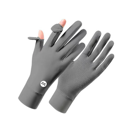 New spring and summer sunscreen gloves breathable thin driving cycling non-slip finger-free touch screen ice silk lengthened gloves wholesale