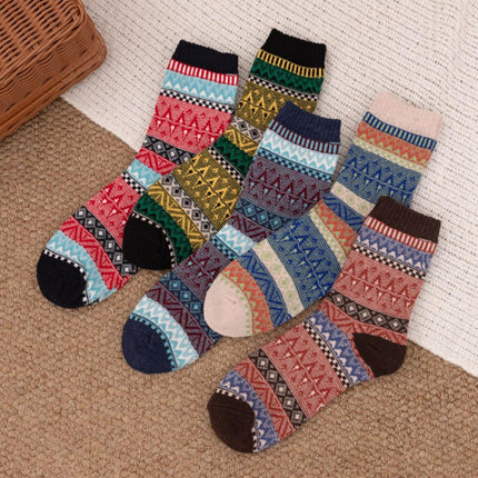5-10 pairs of retro thick line socks men's stockings autumn and winter warm thickened men's ethnic totem socks winter