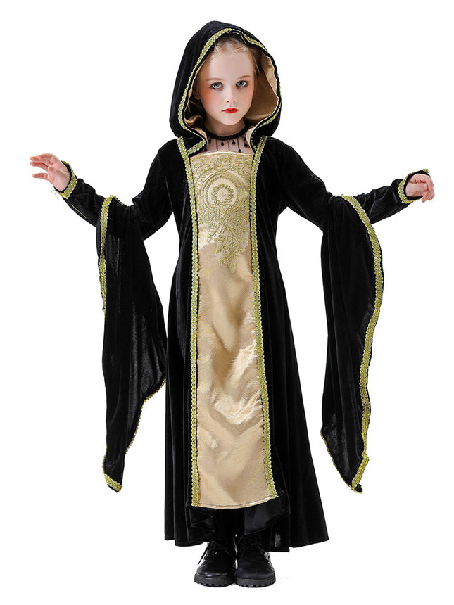 Halloween New Retro Medieval Palace Queen Costume Children's Aristocratic Long Skirt Masquerade Performance Costume