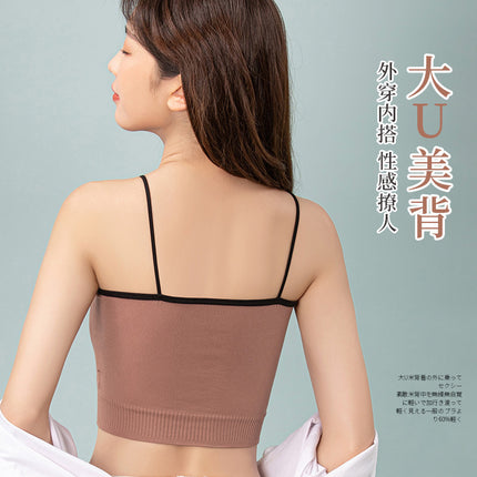 Cross-border new summer beauty back one-piece tube top strap underwear with chest pad push up anti-exposure vest bra for women