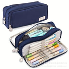 Oxford cloth double-open pencil case [navy blue]