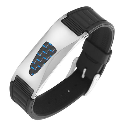 Europe, America, Japan and Korea inlaid carbon fiber stainless steel titanium steel curved brand silicone bracelet bracelet bracelet