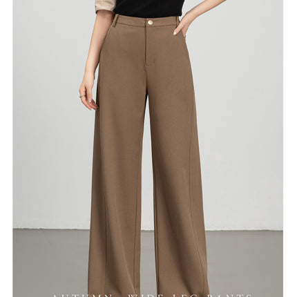 Wide-Leg Wool Pants for Women Spring and Summer 2025 New Loose Draped Straight Pants Commuter Autumn Trousers Casual Wide-Leg