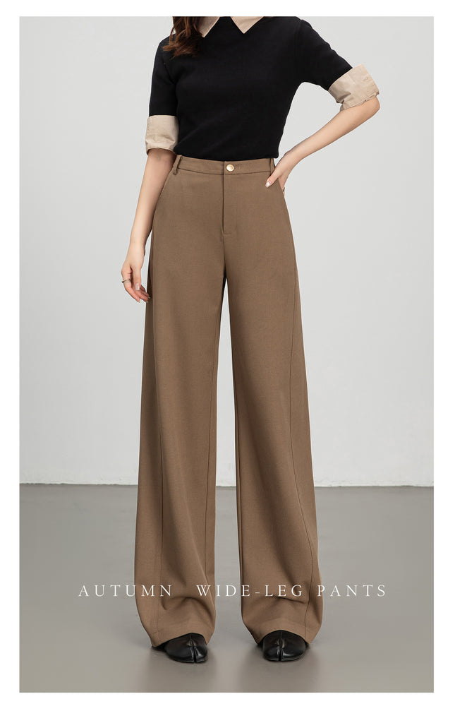Wide-Leg Wool Pants for Women Spring and Summer 2025 New Loose Draped Straight Pants Commuter Autumn Trousers Casual Wide-Leg