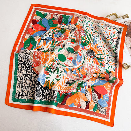 Simulated Silk Printed Silk Scarf for Women, Korean Cashew Leopard Print Headscarf, Four-Season Scarf, Professional Scarf Wholesale