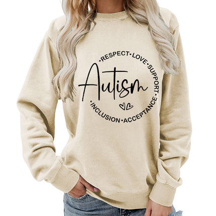 Foreign trade supply autism printing round neck women's coat vests foreign trade supply autumn and winter coat leisure wide pine Europe