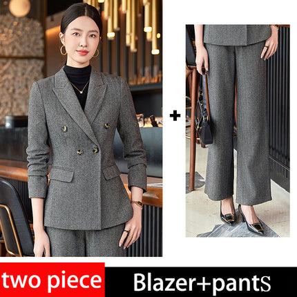 Professional Suit, Feminine Long-Sleeved Suit and Trousers, Autumn and Winter Beautician Hotel Front Desk Work Clothes, Jewelry Store Uniform