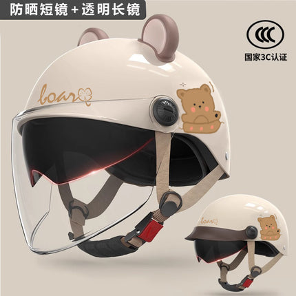 3C certification electric car helmet men's and women's summer safety helmet battery motorcycle sunshade light half helmet
